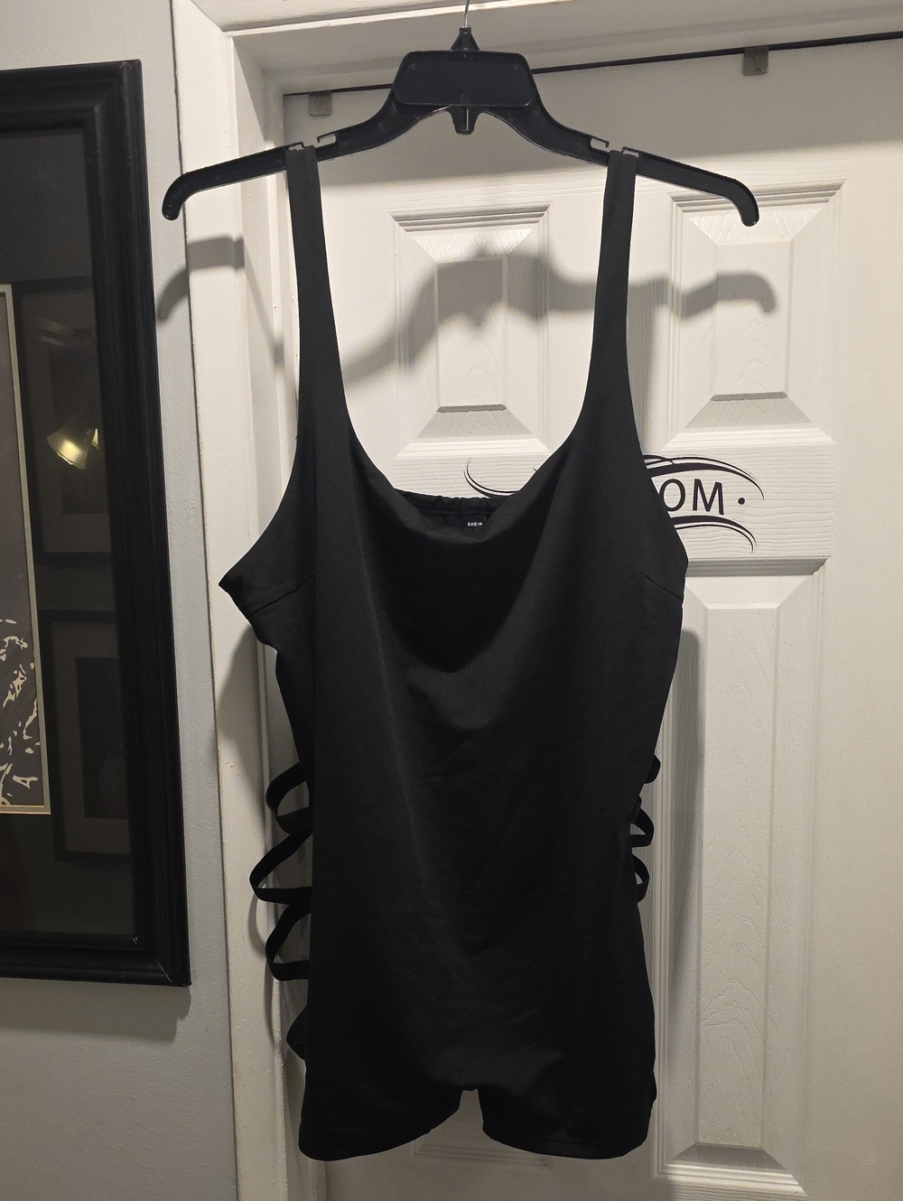 SHEIN Black Side-Strap Romper